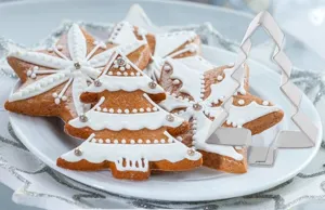 Stainless steel Christmas tree cookie cutter detail showing precise metal edge and festive baked treats.