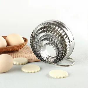 Stainless Steel Round Wavy Edge Dumpling Wrapper Mold Kitchen Baking Pastry DIY Fondant Tool Metal Circle Cutter