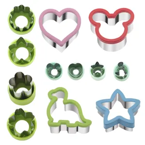 Stainless steel cartoon dinosaur sandwich cutter fruit cookie molds baking tools set