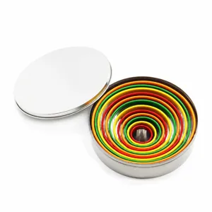 Moldes para Galletas de Acero Inoxidable Coloridos Moldes para Pasteles Redondos Cortadores de Pastelería Con Caja de Hojalata de Metal Herramientas para Hornear