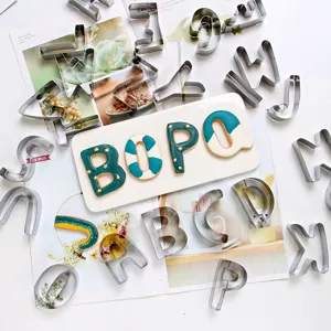 26 large letter stainless steel cookie cutters set for baking, fondant, and biscuits.