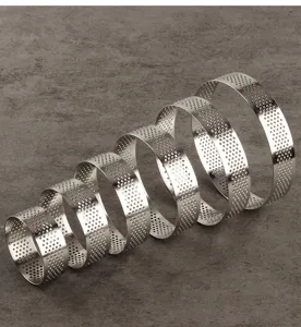 Ensemble de cercles à tarte perforés en acier inoxydable, moule de cuisson multi-taille.