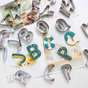 26pcs large stainless steel letter cookie cutters set for baking, fondant and pastry.