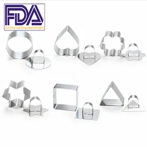 Stainless Steel Mousse Ring Cake Mold Mini Cookie Baking Tool Set Heart Round Square Triangle Pastry Mold