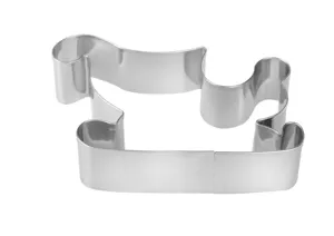 Stainless steel Christmas cookie cutter detail shot, durable metal baking mold for festive treats.