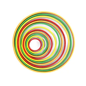 Set de 12 cortadores de galletas redondos coloridos apilables, moldes de repostería inox.