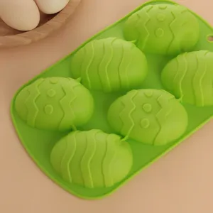 Molde de silicona de huevo de pascua verde 6 cavidades para reposteria chocolate jabon