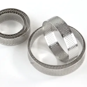 Ensemble de cercles à tarte perforés en acier inoxydable, moule de cuisson durable.