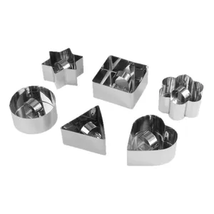 Stainless steel mousse ring set with pushers mini cake pastry cookie baking molds 6pcs