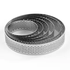 Ensemble de cercles à mousse perforés en acier inoxydable moule à tarte imbriqué pro