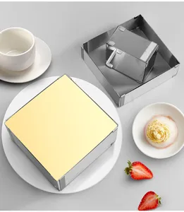 Moule a gateau carre mousse reglable en acier inoxydable cercle de patisserie pour cuisine DIY