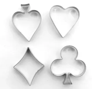 Set 4 tagliabiscotti poker in acciaio inossidabile, stampi da forno con semi da gioco.