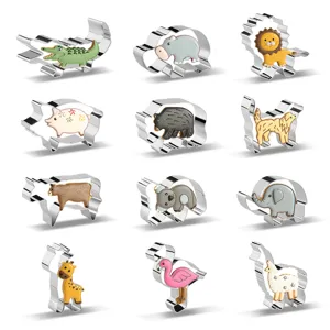 Set de 12 Emporte-Pieces Animaux en Acier Inoxydable Mignons Moules de Patisserie