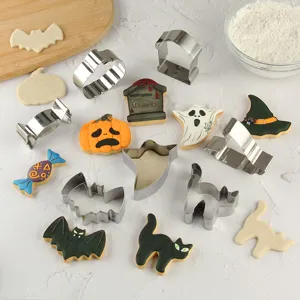 Halloween cookie cutters set, 12 pieces stainless steel baking molds for spooky treats
