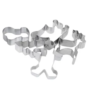 Stainless steel 5-piece Christmas cookie cutter set, gingerbread man and tree baking tools.
