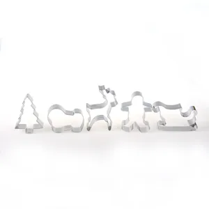 Stainless steel Christmas cookie cutters 5-piece set for home baking and treats.