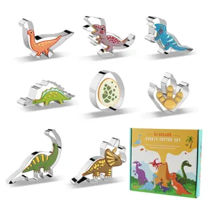 Kit d'emporte-pieces dinosaure 8PCS en acier inoxydable pour gateau et fete enfants