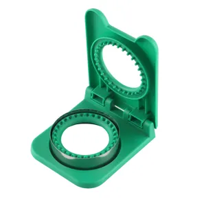 Green sandwich cutter mold, toast pocket sealer tool with cute cat ear hand guard design.