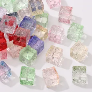 Colorful transparent square loose beads for DIY phone chains, car hangings and jewelry making.