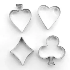 Set 4 taglia biscotti in acciaio inox con forme di carte da gioco per dolci e pasticceria DIY
