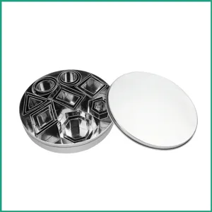 Stainless steel cookie cutter set geometric baking molds with round metal storage tin box