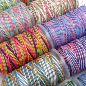 Gradient cotton thread with metallic gold, DIY handmade bracelet weaving cord main view.
