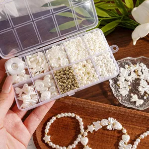 Set di perline ABS fai da te con ciondoli a fiore e fiocco per creazione gioielli
