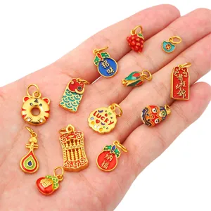 Gold plated enamel DIY charms pendant for handmade bracelet jewelry making accessories.