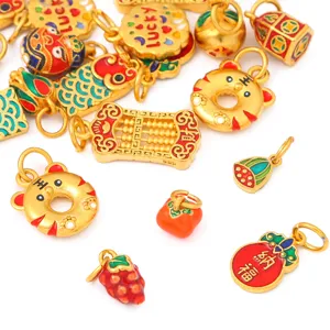 Gold plated charms DIY jewelry making supplies tiger koi fish pendants for handmade bracelets