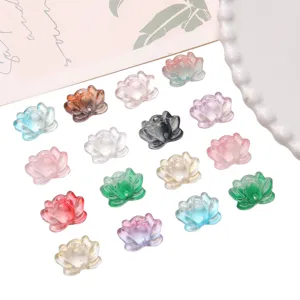 Glass lotus beads double hole DIY handmade bracelet necklace jewelry making components 21x16mm