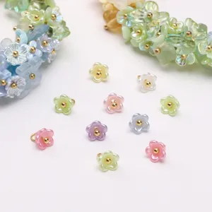 Resin pearlescent mini five petal flower charm beads DIY bracelet making supply main view