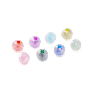 Faceted glass rondelle beads, dyed core dual-color loose beads for DIY jewelry making.