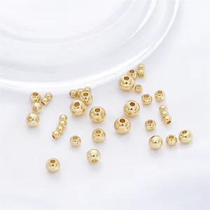 14K gold filled spacer beads loose round metal beads for DIY handmade bracelet necklace jewelry making