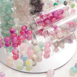 Colorful cracked glass beads for DIY handmade bracelets jewelry accessories wholesale.
