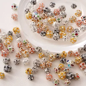 Rhinestone pave disco balls, crystal metal beads for DIY handmade jewelry accessories.