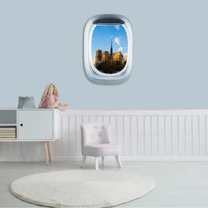 3D Porthole Landscape Wall Sticker Notre Dame Architecture Decal Removable Waterproof PVC Wall Decor for Kids Room Home