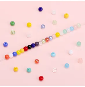 Colorful glass round beads for DIY handmade bracelets jewelry accessories detail view
