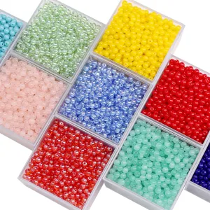 Glass Beads Round Loose Beads For DIY Handmade Beaded Bracelets Jewelry Making Crafts Supplies Accessories