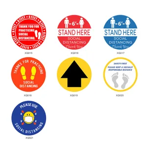 Social distancing floor stickers commercial warning vinyl decals non-slip safety signs set
