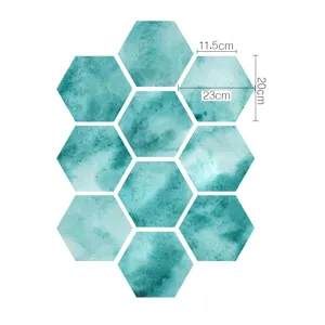 Adhesivo para azulejos hexagonales impermeable autoadhesivo con bonito patrón acuarela.