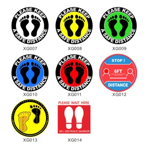 Social distance floor sticker safety warning marker decal for public places detail view