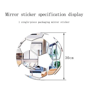 Acrylic mirror wall sticker football shape DIY home decor 30cm single piece packaging