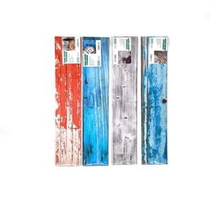 3D faux wood grain tile stickers DIY wall and floor decorative stickers set 4pcs