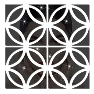 3D acryl spiegel muursticker geometrisch cirkel ontwerp zelfklevend voor interieur