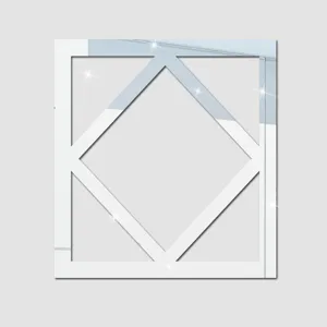 Acryl Spiegel Wandaufkleber Detailansicht mit geometrischem Rautenmuster für moderne Dekoration.
