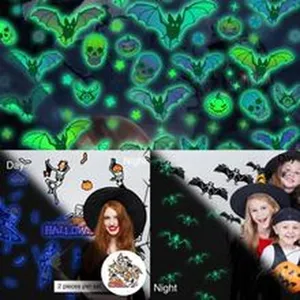 Halloween glow in the dark wall stickers luminous bat skull pumpkin home decor decals