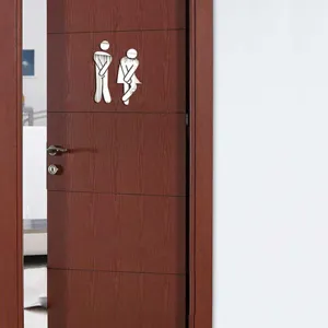 Autocollant mural miroir acrylique 3D pour WC salle de bain bureau bar details.