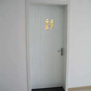 Autocollant de toilette en miroir acrylique doré, panneau WC créatif pour bureau et maison.