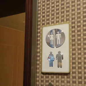 Sticker mural toilettes miroir acrylique 3D, signalétique WC homme femme pour bureau