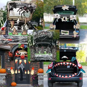 Halloween trunk or treat car decoration kit spooky monster face garage door party decor